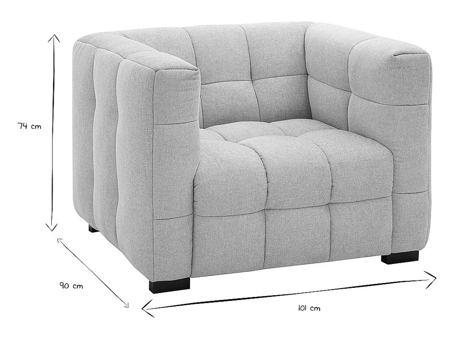 Sillón de diseño en tela efecto terciopelo texturizado beige CORTO