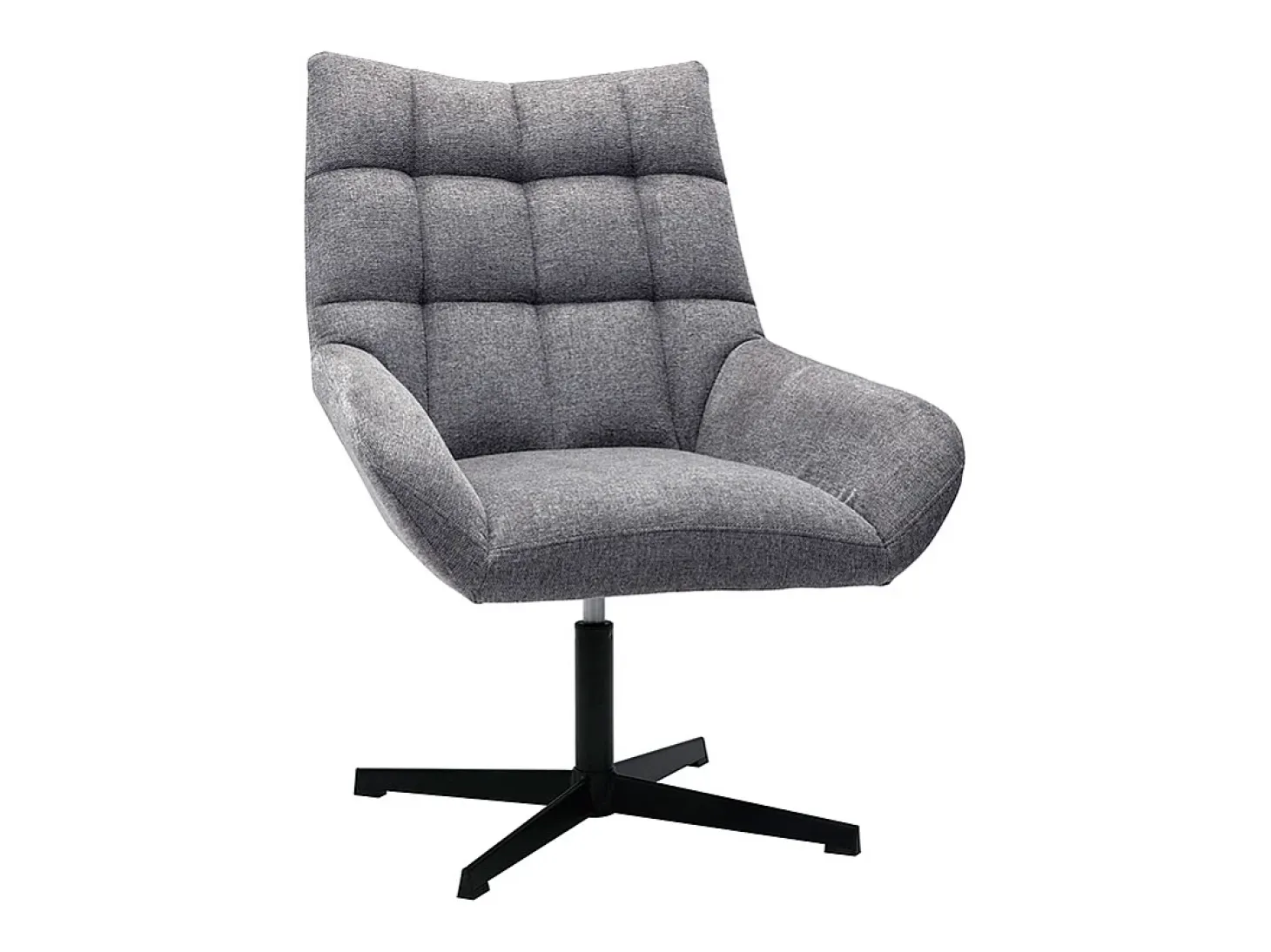 Sillón de diseño giratorio de tejido efecto aterciopelado texturizado gris KING