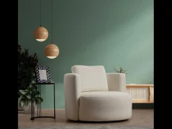 Sillón de felpa crema de madera de haya - Cómodo y moderno