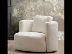 Sillón de felpa crema de madera de haya - Cómodo y moderno