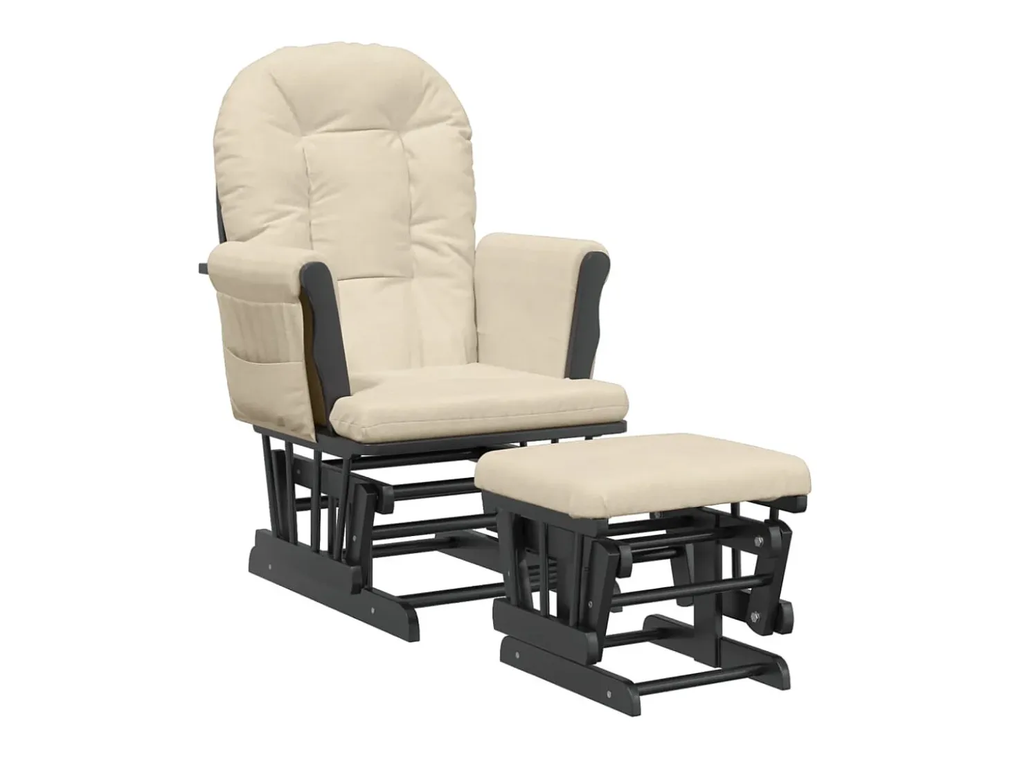 Sillón de lactancia con taburete tela blanco crema