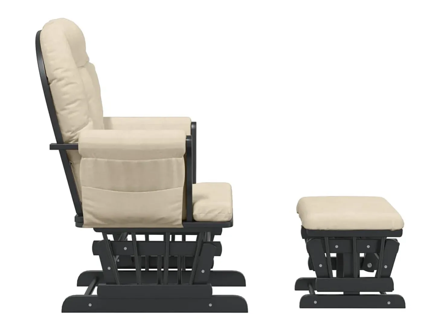 Sillón de lactancia con taburete tela blanco crema