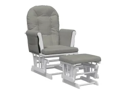 Sillón de lactancia con taburete tela gris claro