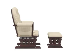 Sillón de lactancia con taburete tela blanco crema