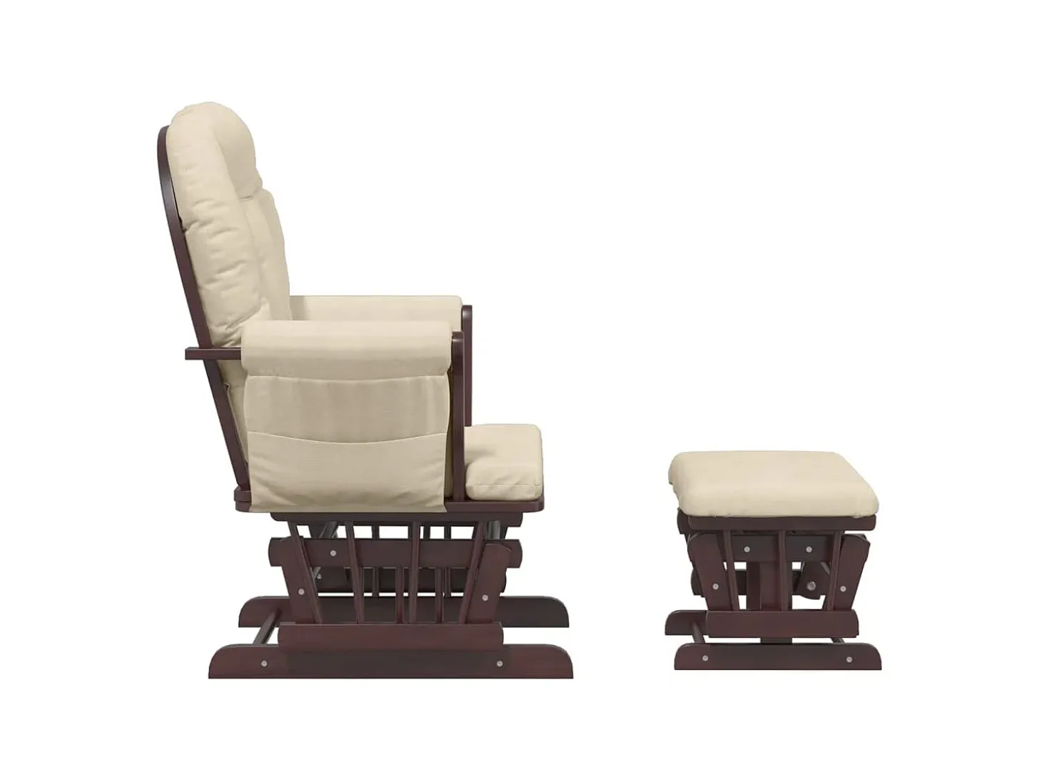 Sillón de lactancia con taburete tela blanco crema