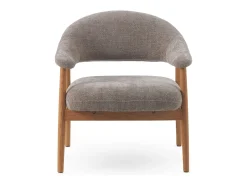 Sillón de madera de roble tapizado en topo