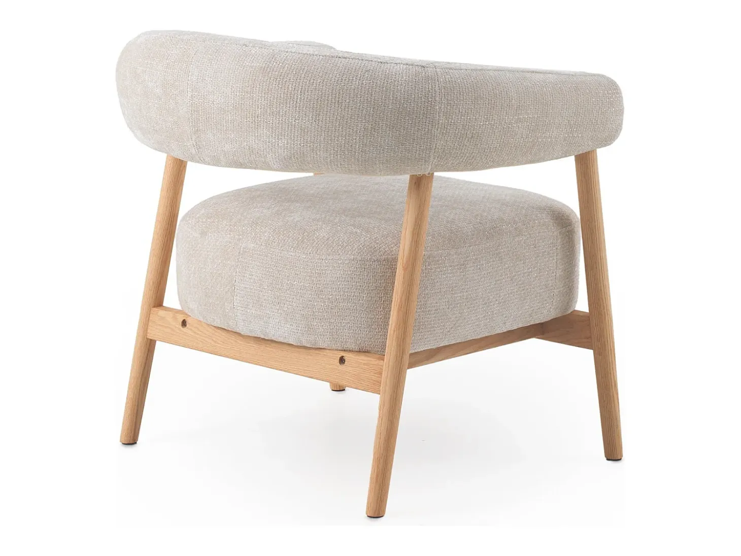 Sillón de madera de roble tapizado en blanco