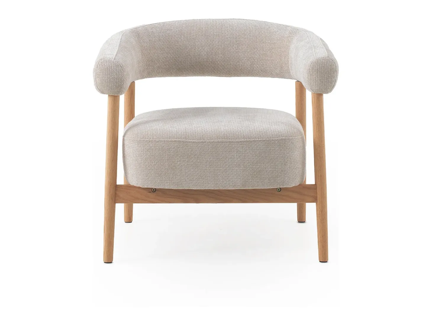 Sillón de madera de roble tapizado en blanco