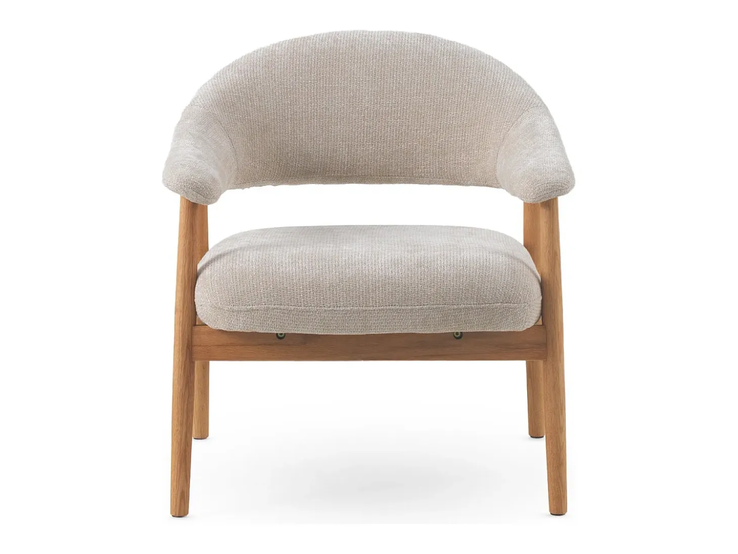 Sillón de madera de roble tapizado en blanco