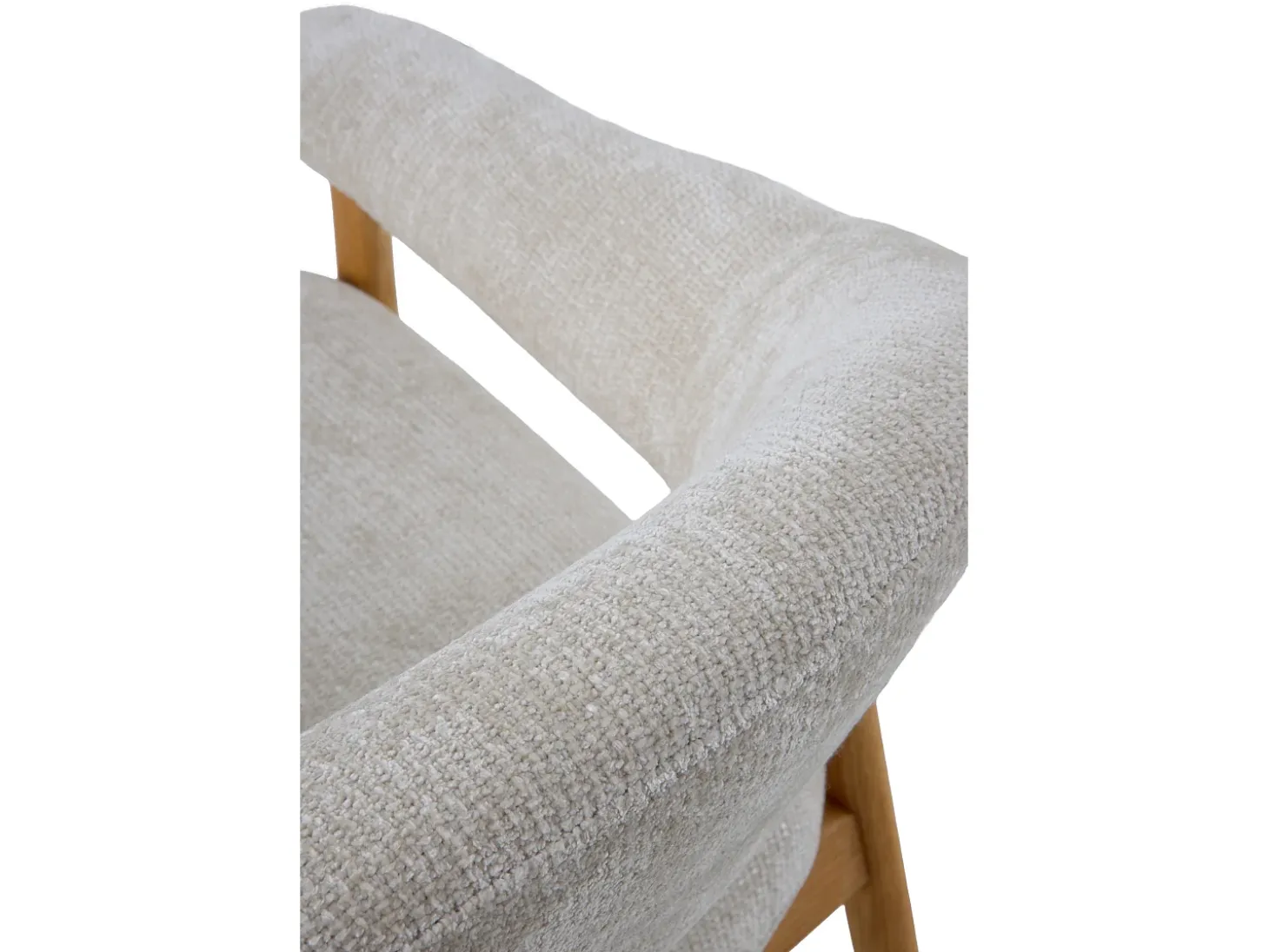 Sillón de madera de roble tapizado en blanco