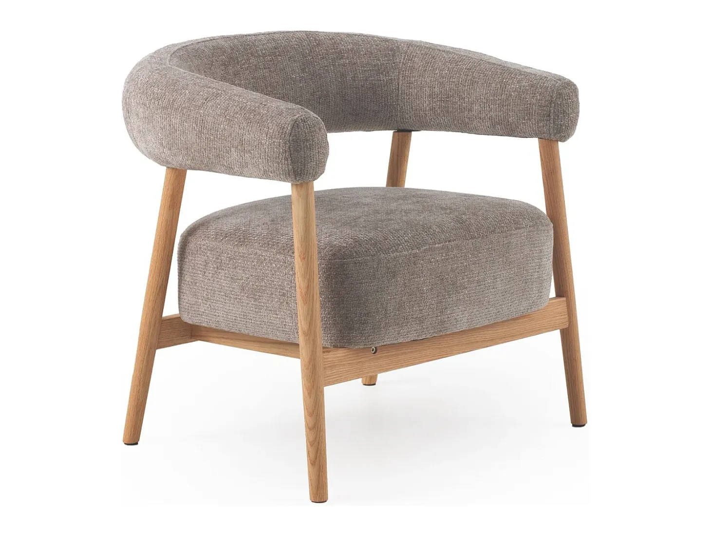 Sillón de madera de roble tapizado en topo