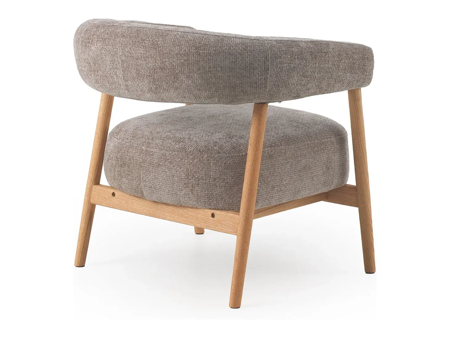 Sillón de madera de roble tapizado en topo