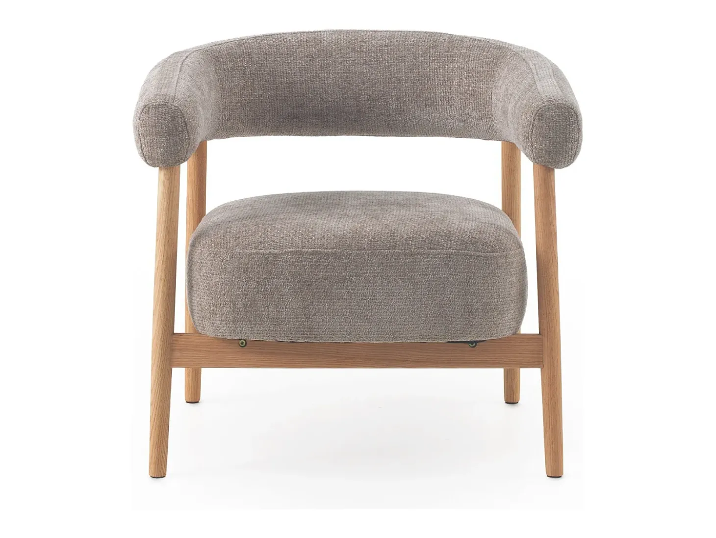 Sillón de madera de roble tapizado en topo
