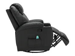 Sillón de masaje de piel sintética - Negro - SILVANO - acupresión y vibraciones
