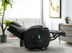 Sillón de masaje de piel sintética - Negro - SILVANO - acupresión y vibraciones