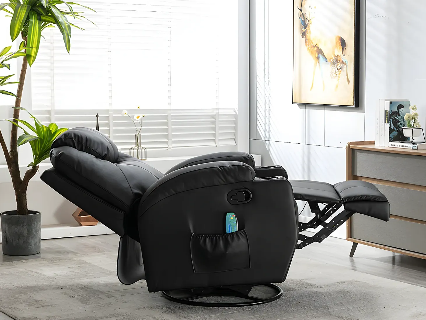 Sillón de masaje de piel sintética - Negro - SILVANO - acupresión y vibraciones