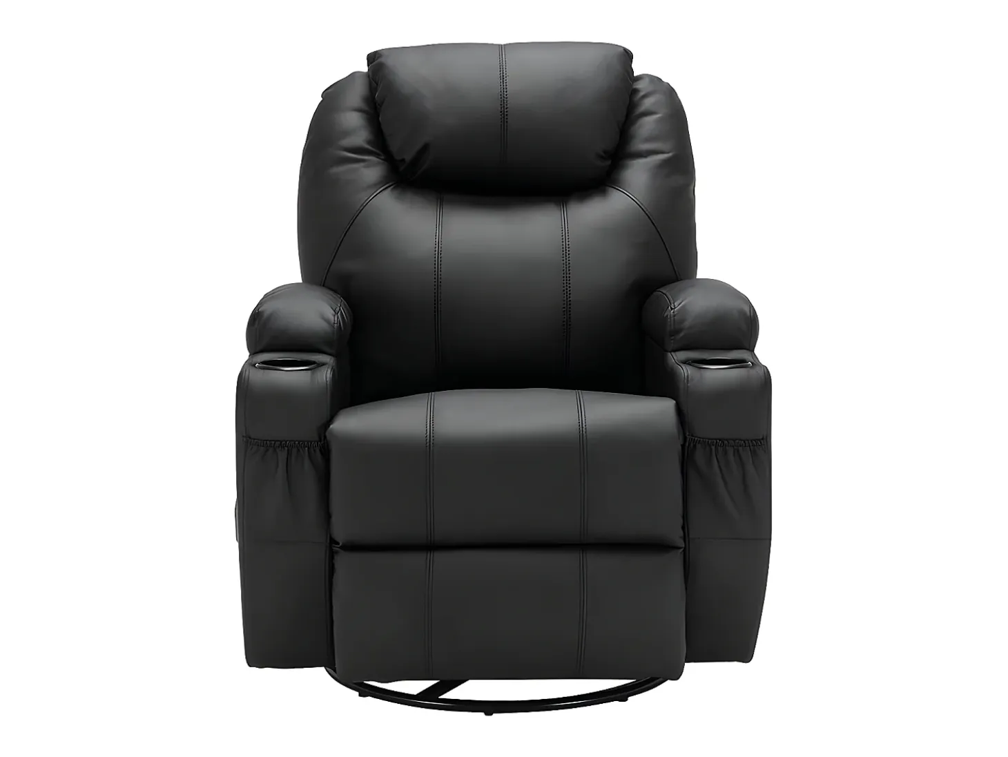 Sillón de masaje de piel sintética - Negro - SILVANO - acupresión y vibraciones