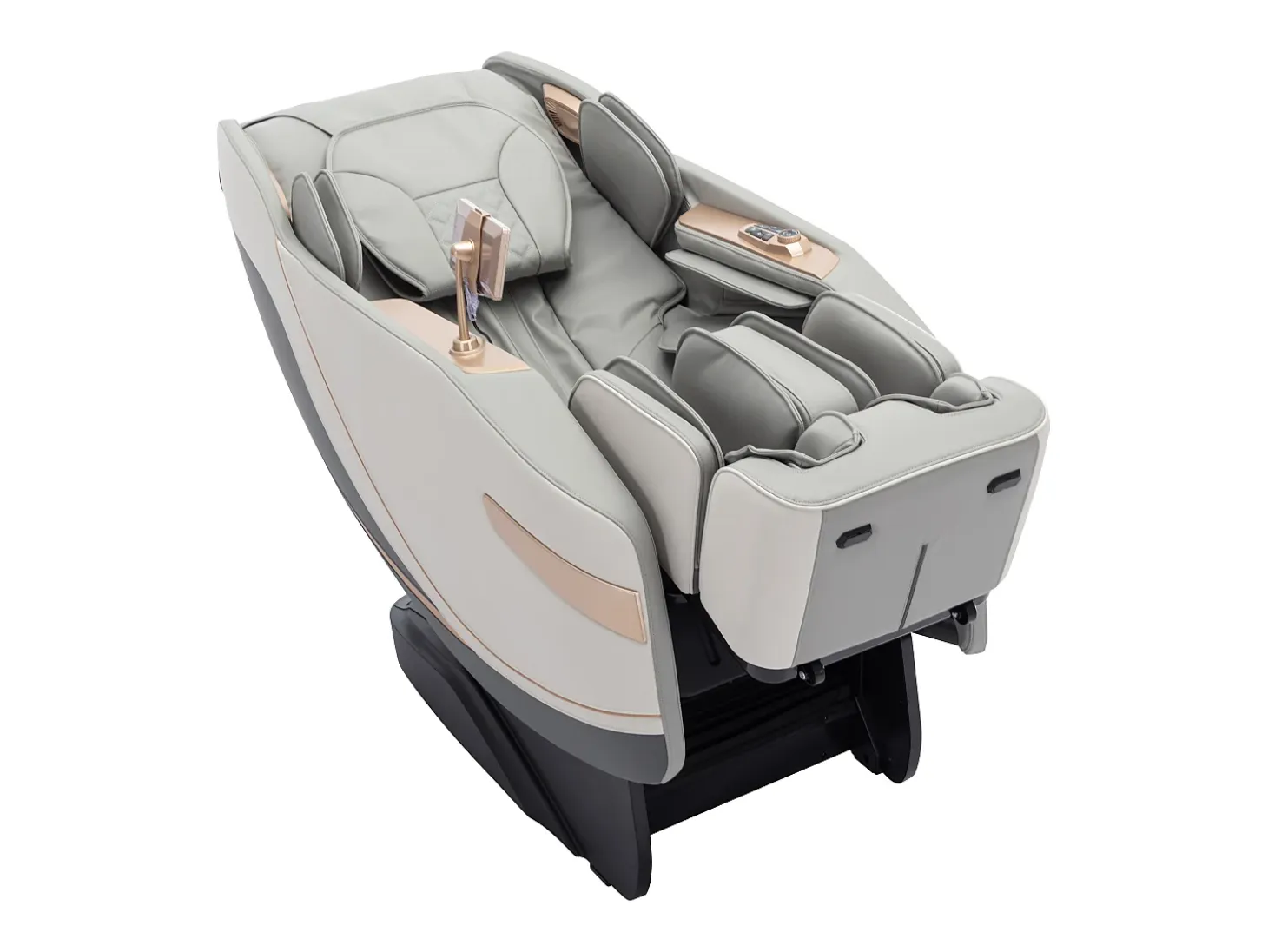 Sillón de masaje de piel sintética, sistema de gravedad cero, gris, MOWATA