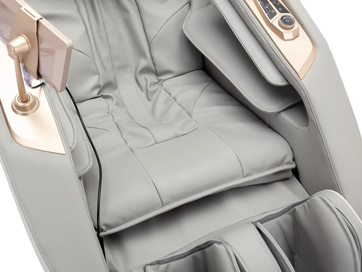 Sillón de masaje de piel sintética, sistema de gravedad cero, gris, MOWATA