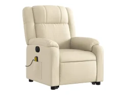 Sillón de masaje eléctrico reclinable elevable tela crema