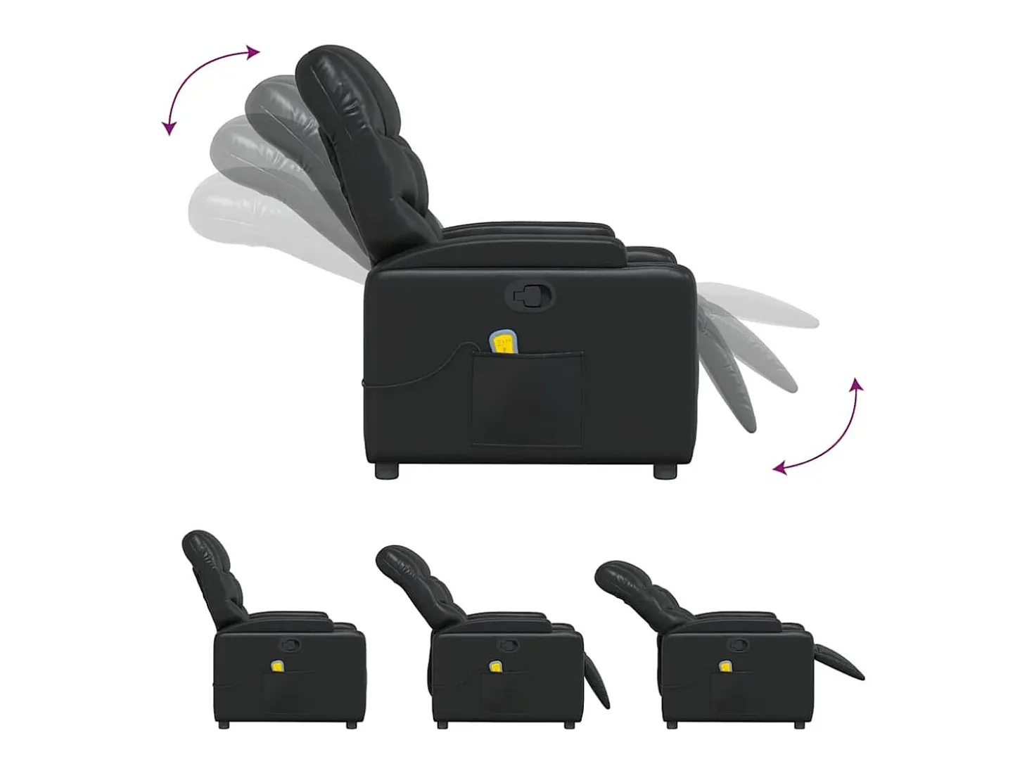 Sillón de masaje reclinable cuero sintético negro