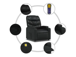 Sillón de masaje reclinable cuero sintético negro