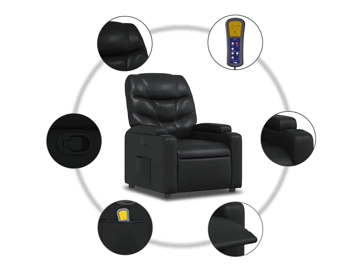 Sillón de masaje reclinable cuero sintético negro
