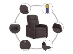 Sillón de masaje reclinable de tela marrón oscuro
