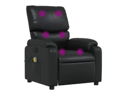 Sillón de masaje reclinable cuero sintético negro