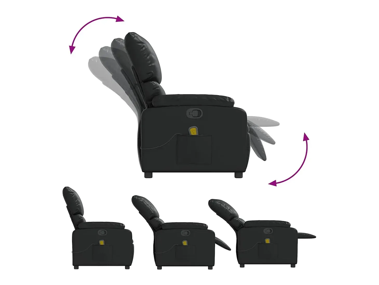 Sillón de masaje reclinable cuero sintético negro