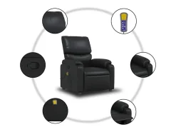 Sillón de masaje reclinable cuero sintético negro