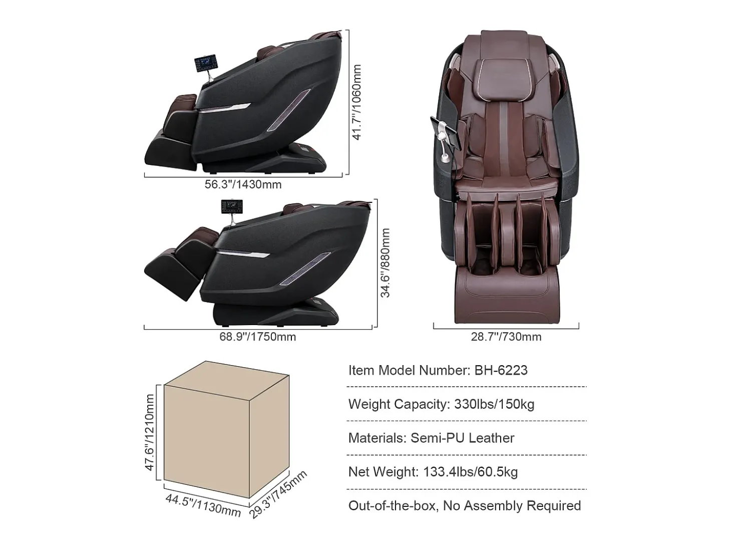 Sillón de Masaje SucceBuy 3D Shiatsu SL Rail Zero Gravity, 10-18 Modos, Calefacción, Altavoz Bluetooth, 160 kg