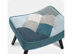 Sillón de orejas, sillón de relajación, sillón, sillón de orejas de patchwork con taburete, sillón de lectura
