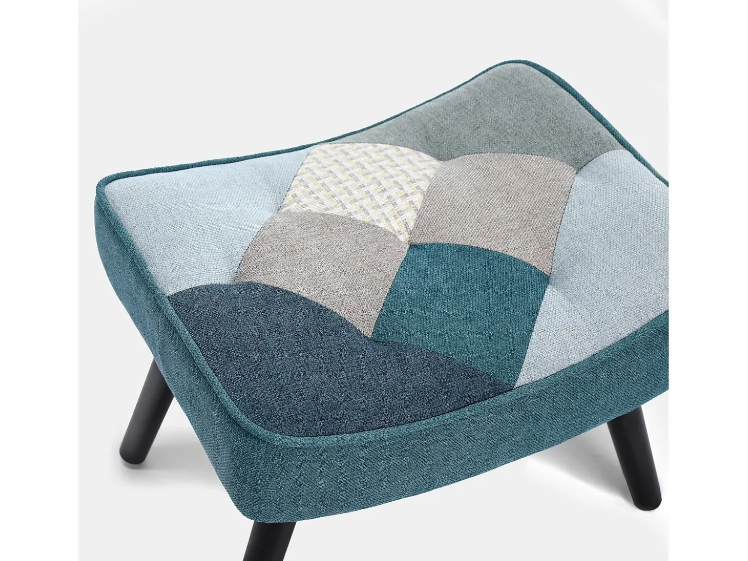 Sillón de orejas, sillón de relajación, sillón, sillón de orejas de patchwork con taburete, sillón de lectura