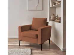 Sillón de pana y patas de metal terracota