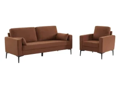 Sillón de pana y patas de metal terracota