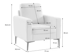 Sillón de pana y patas de metal kaki oscuro