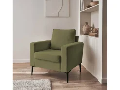 Sillón de pana y patas de metal kaki oscuro