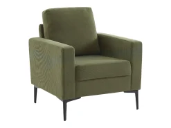 Sillón de pana y patas de metal kaki oscuro