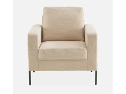 Sillón de pana y patas de metal beige