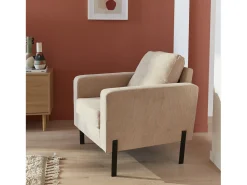 Sillón de pana y patas de metal beige