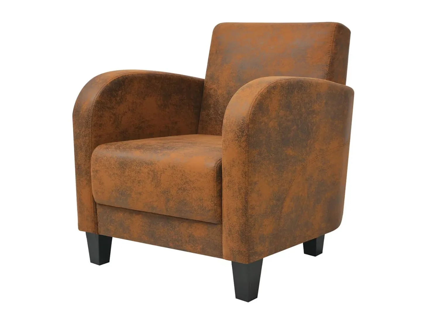 Sillón de piel de ante artificial marrón ES57848