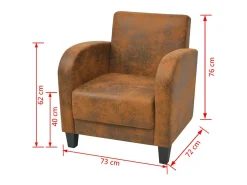 Sillón de piel de ante artificial marrón ES57848