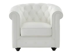 Sillón de piel de búfalo blanco CHESTERFIELD
