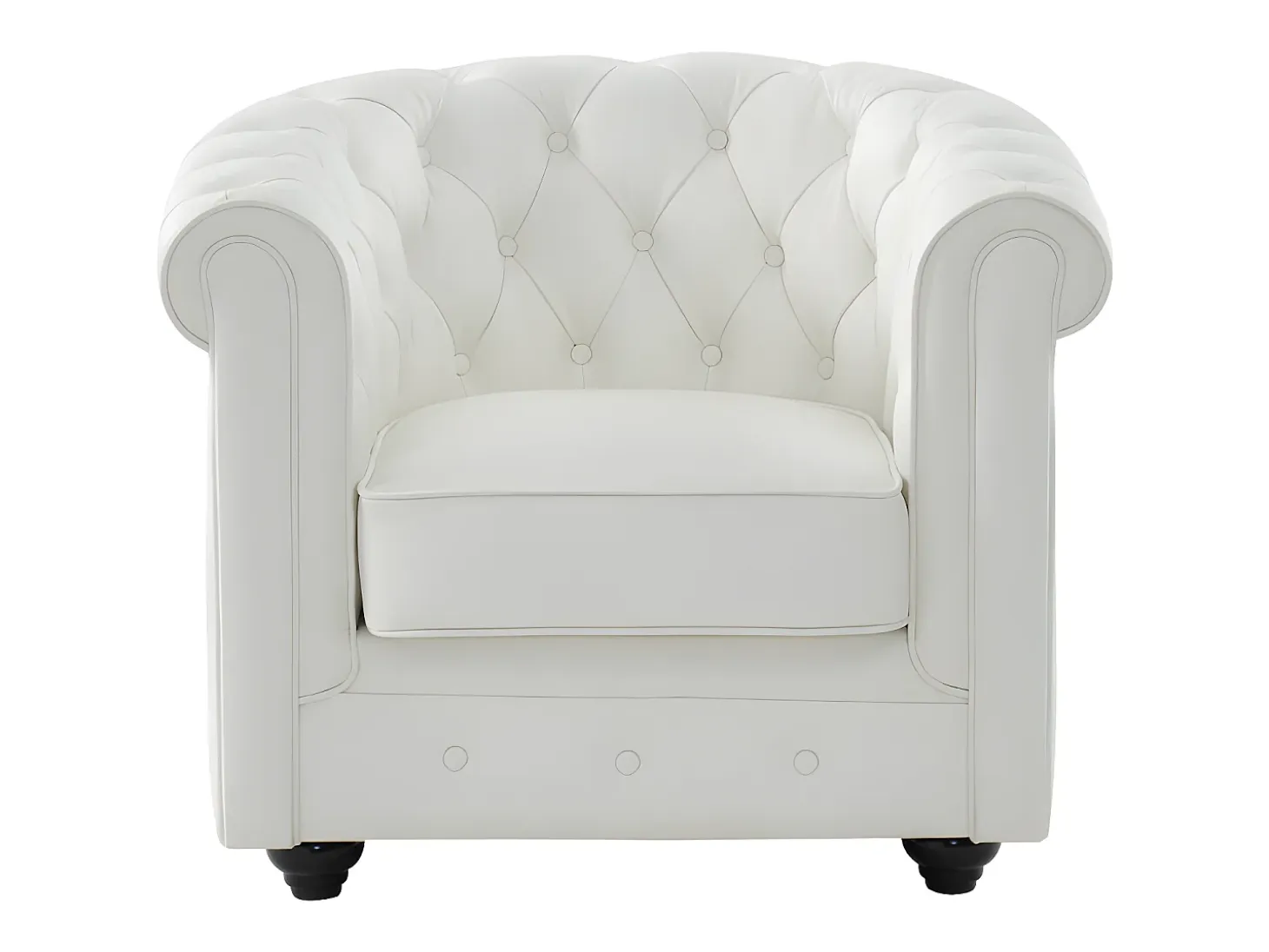 Sillón de piel de búfalo blanco CHESTERFIELD