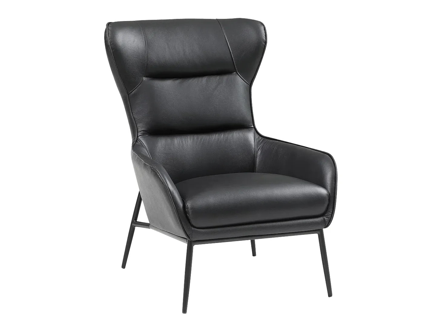 Sillón de piel de búfalo negro estilo contemporáneo DINNIA
