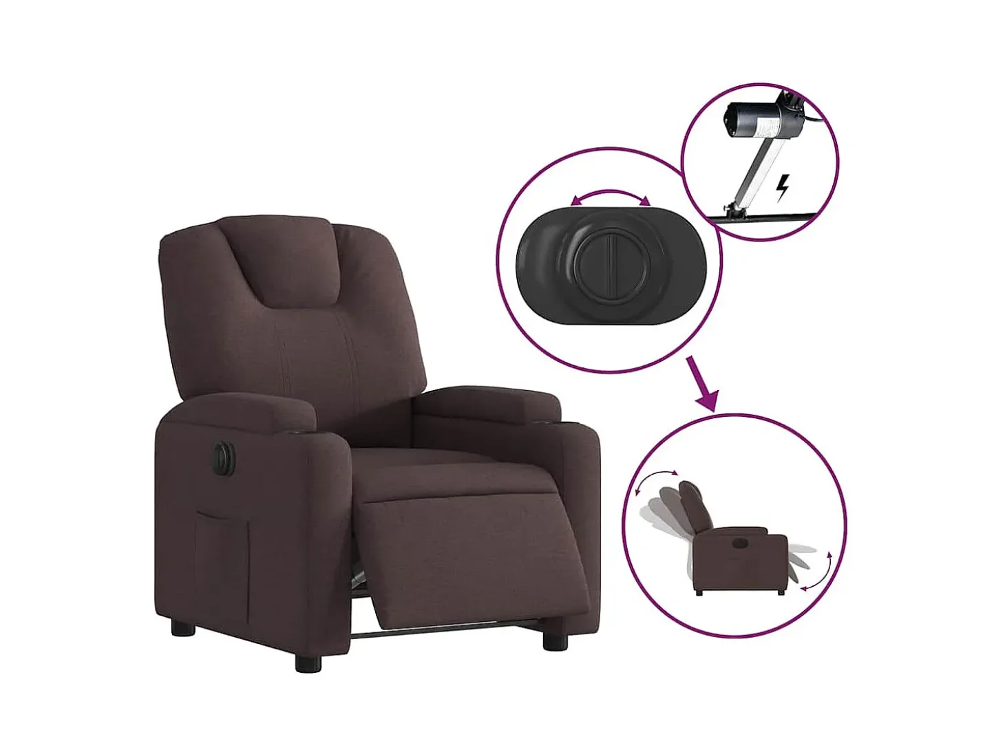 Sillón de relax | Silla | Sillón reclinable eléctrico tela marrón oscuro SHL6882