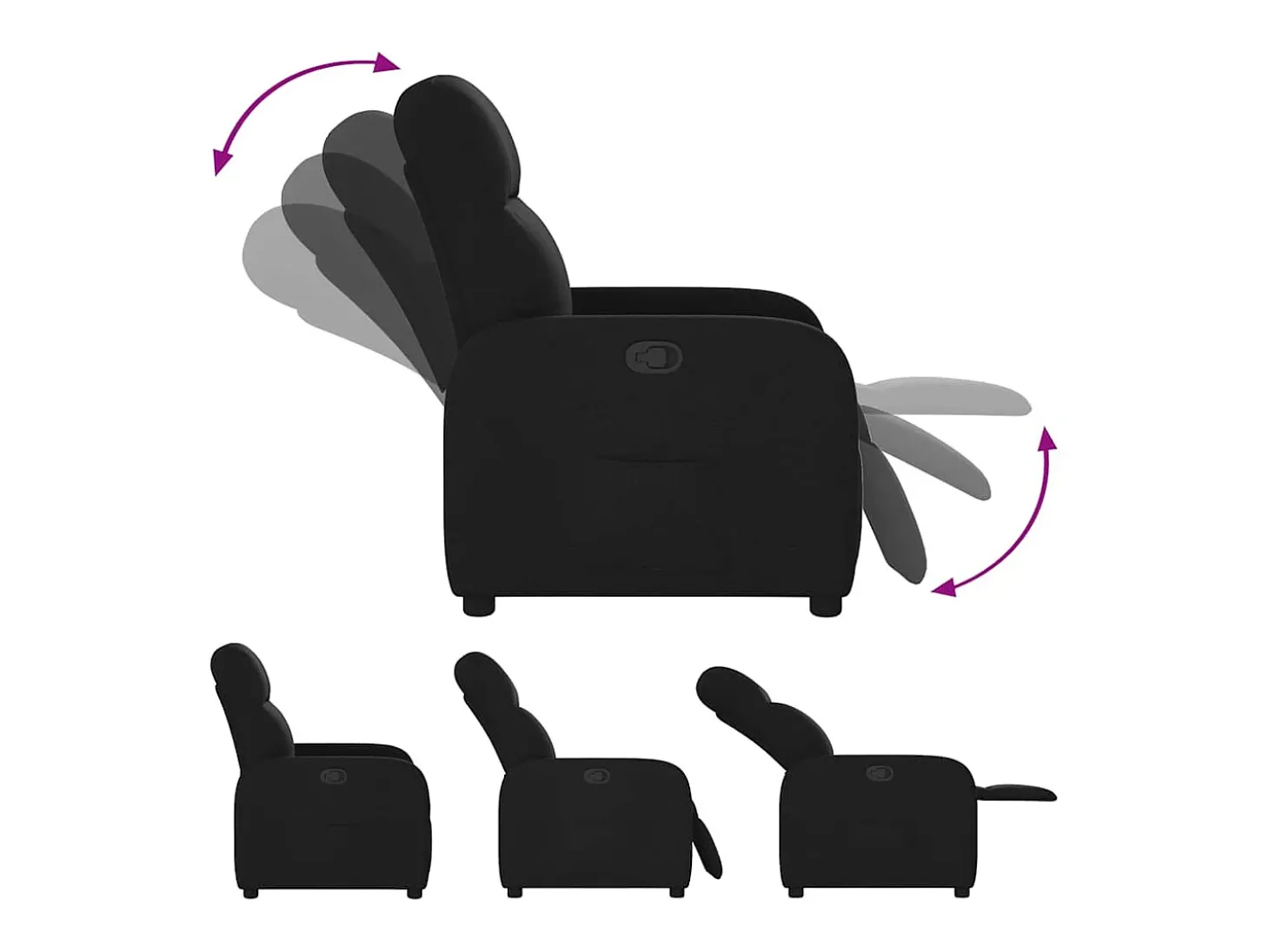 Sillón de relax | Silla | Sillón reclinable de tela negro SHL9346