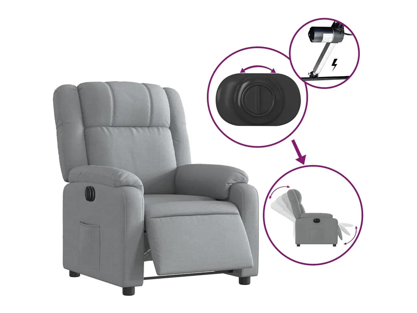 Sillón de relax | Silla | Sillón reclinable eléctrico tela gris claro SHL4075