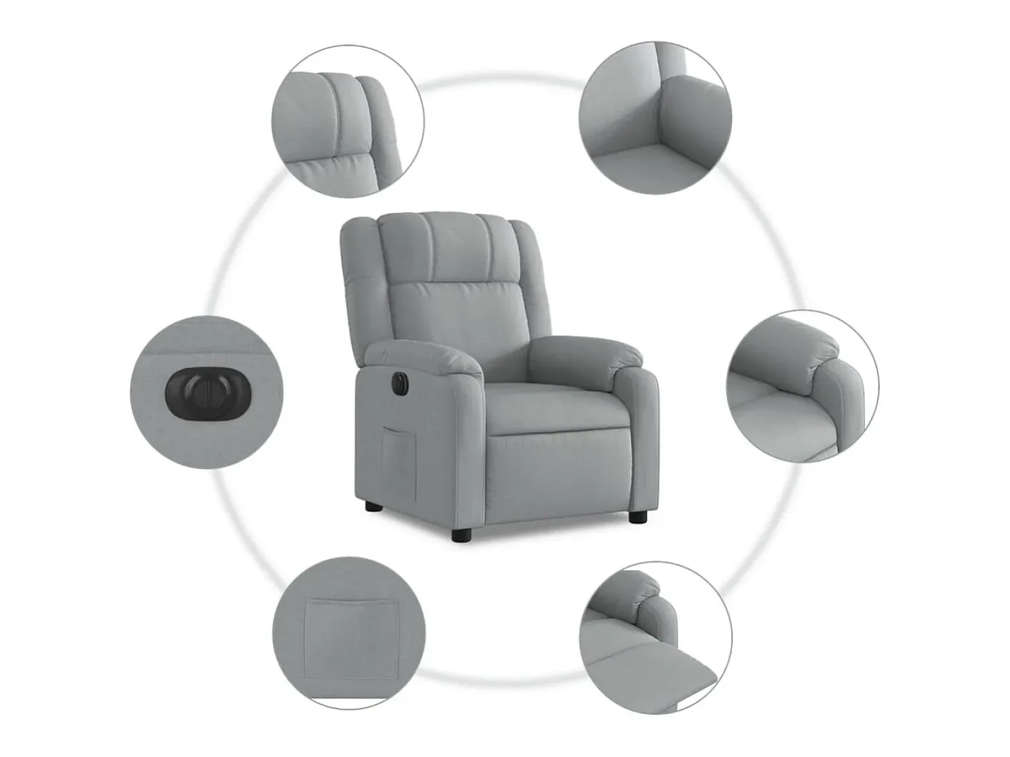 Sillón de relax | Silla | Sillón reclinable eléctrico tela gris claro SHL4075